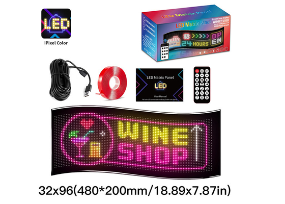 32 * 96 صف مزدوج LED الإعلانات علامة السيارة لوحة مرنة بكسل قابل للبرمجة التمرير DIY لوحة مصفوفة النص