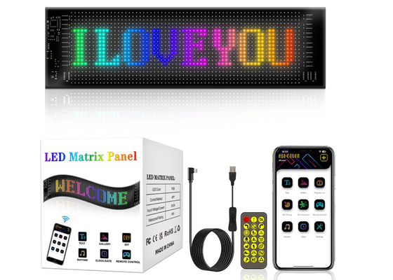 لوحة إشارات LED للتحكم في التطبيق 20 * 64 مرنة USB قابلة للبرمجة المتحركة المخصصة رسالة إشارات السيارة العرض الرقمي