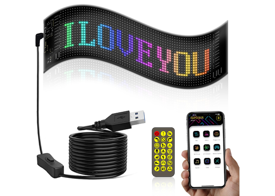 لوحة إشارات LED للتحكم في التطبيق 20 * 64 مرنة USB قابلة للبرمجة المتحركة المخصصة رسالة إشارات السيارة العرض الرقمي