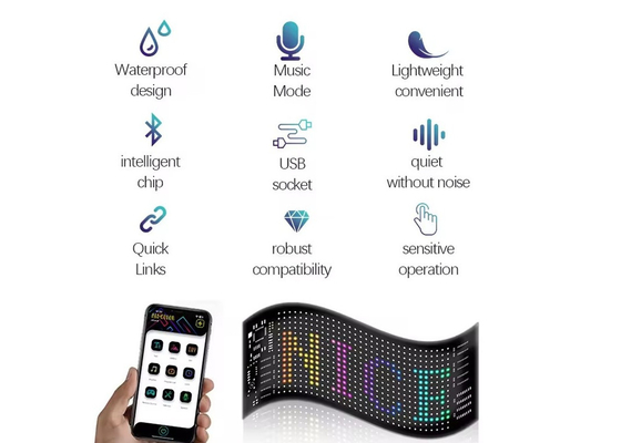 تحكم APP شاشة LED مرنة تتدحرج رسالة نصية مخصصة لوحة إشارات LED العرض الرقمي للسيارة