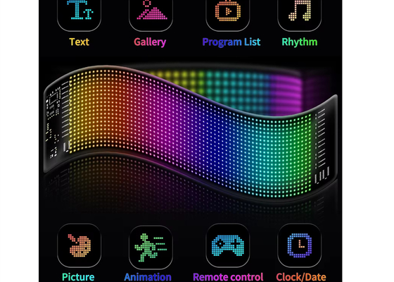 بيكسل RGB LED عرض مرن تطبيق بلوتوث شاشة الإعلانات للسيارات سيارة Ip65 مقاوم للماء الناعم شاشة العرض الرقمي