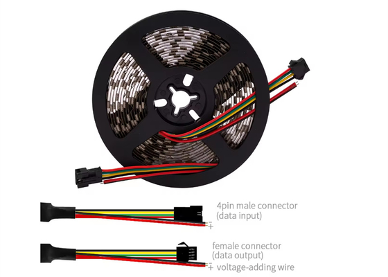 DC12V خط إشارة رقمية مزدوجة شريط LED شريط مرن WS2815 SMD5050 IP20 60led 60Pixel RGB WS2815b IC