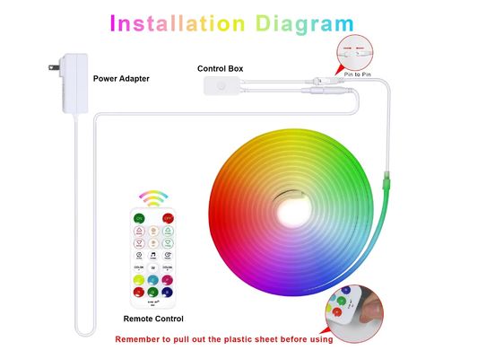 5M Full Color RGB Led Neon Flexible Silicone Ambient Light Strip Smart DIY Digital Running Strip Light Set TUYA APP 5M Full Color RGB LED Neon Flexible Silicone Ambient Light Strip Smart DIY Digital Running Strip Light Set تم تصميم هذا المجموعة من الأضواء الرقمية من طراز 5M في ألوان مختلفة
