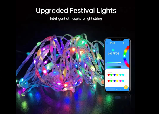 APP مصابيح السلاسل الذكية مضادة للماء LED زينة عيد الميلاد مصابيح السلاسل الخيالية التحكم عن بعد ذكي USB