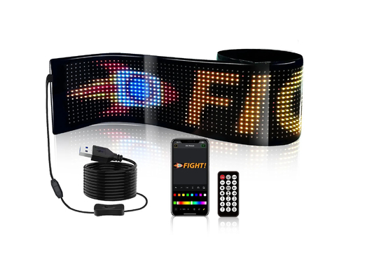 5VDC USB / 2A 37x8.5cm LED Matrix Display لوحة السيارة مرنة بكسل قابل للبرمجة التمرير الإعلانات للقيام بنفسك الرسوم المتحركة النص