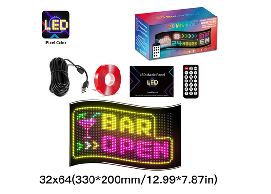 32*64 سيارة تراك LED مصفوفة لوحة البكسل دي RGB تطبيق + التحكم عن بعد قابلة للبرمجة الشيطان العين مؤشر الضوء