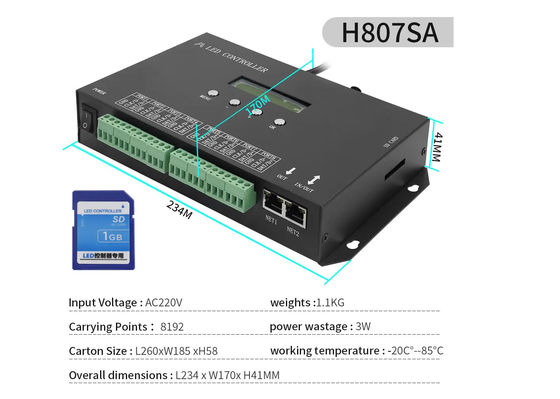 DMX512 SPI قابل للبرمجة LED Controller H807SA 8192Pixels لـ DMX512 WS2811 WS2812B WS2815 APA102 LED Strip