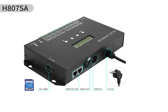 DMX512 SPI قابل للبرمجة LED Controller H807SA 8192Pixels لـ DMX512 WS2811 WS2812B WS2815 APA102 LED Strip