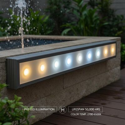 إضاءة LED مقاومة للماء والغبار بمعيار IP65 تتميز بعمر افتراضي 50 ألف ساعة ونطاق واسع لدرجة حرارة اللون من 2700 إلى 6500 كلفن مناسبة للاستخدام الخارجي